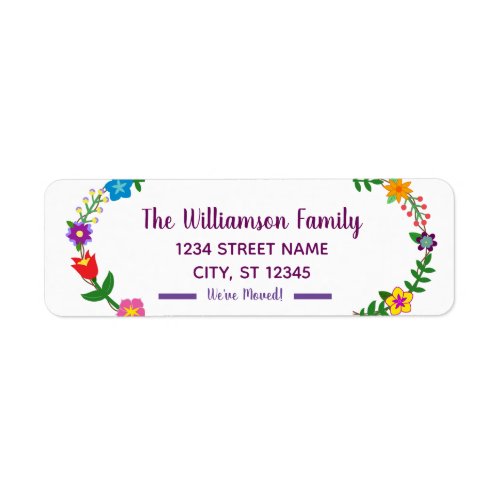 Simple Elegant Floral Weve Moved New Address Label