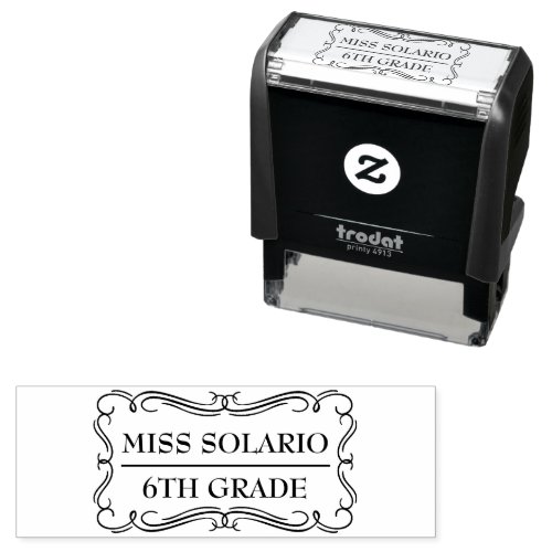 Simple Elegant Flourish Teacher Name Self_inking Stamp