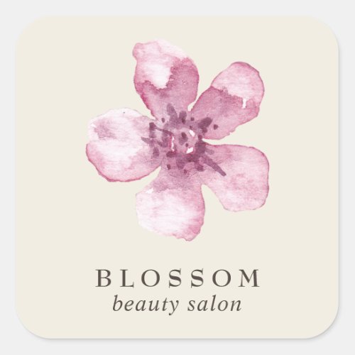 Simple Elegant Flower Ivory Pink Floral Square Sticker