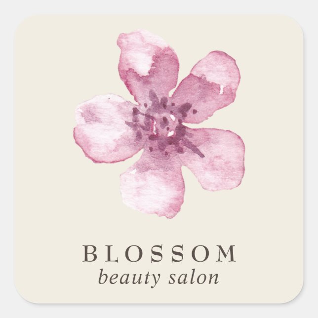 Simple Elegant Flower Ivory Pink Floral Square Sticker (Front)