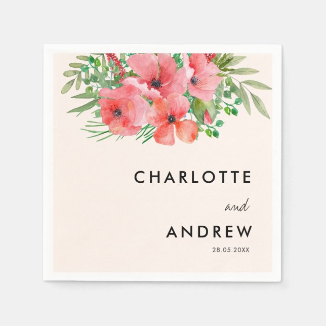 Simple, elegant, flowers  napkins (Front)