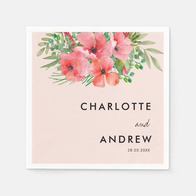 Simple, elegant, flowers  napkins (Front)