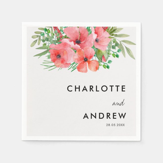 Simple, elegant, flowers  napkins (Front)