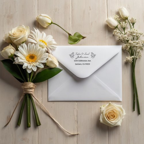  Simple Elegant Flowers Wedding Return Address Self_inking Stamp