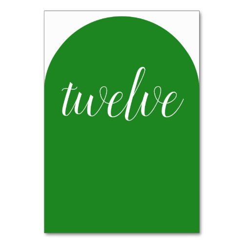 Simple Elegant Forest Green Rounded Table Number