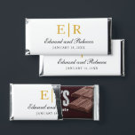 Simple Elegant Formal Monogram Gold Wedding Hershey Bar Favors<br><div class="desc">Elegant personalized Hershey's Bar Wedding Favors with a simple design featuring your two initial monogram in faux gold along with your names and date. The back has your personal thank you message. These custom chocolate bars are perfect for making personalized wedding favors that your guests will love; perfect for a...</div>