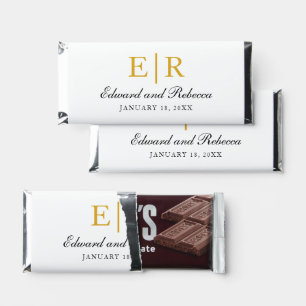 Simple Elegant Formal Monogram Gold Wedding Hershey Bar Favors