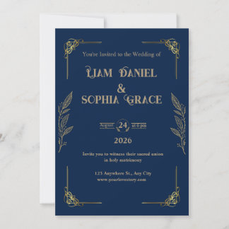Simple Elegant Formal Wedding Foil Invitation
