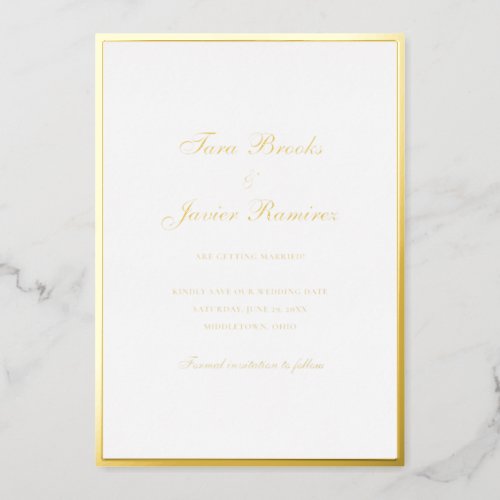 Simple Elegant Formal Wedding Save the Date Foil Invitation