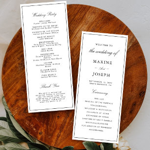 Simple Elegant Formal White & Black Wedding Program