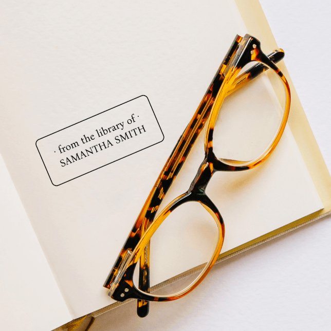 SIMPLE ELEGANT FRAMED NAME BOOKPLATE LIBRARY RUBBER STAMP (Creator Uploaded)