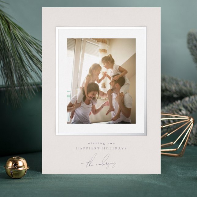 simple elegant framed photo frame merry christmas foil holiday card (Creator Uploaded)