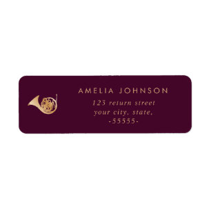 Simple Elegant French Horn Music Teacher Burgundy Label