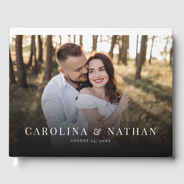 Simple Elegant Full Photo Wedding Guest Book (Front)