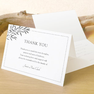 Simple Elegant Funeral and Sympathy Letterpress Thank You Card