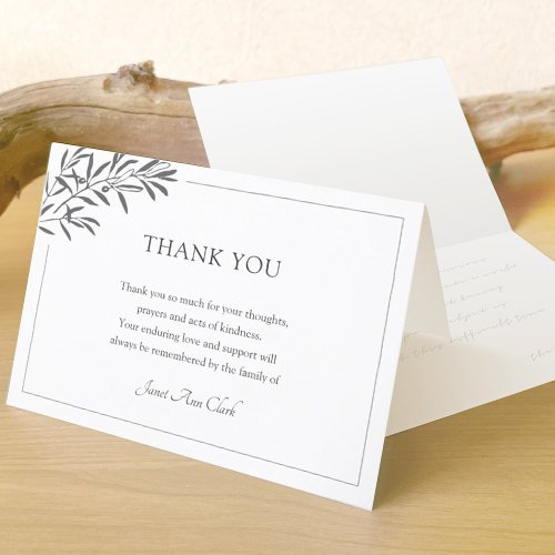 Simple Elegant Funeral and Sympathy  Thank You Card