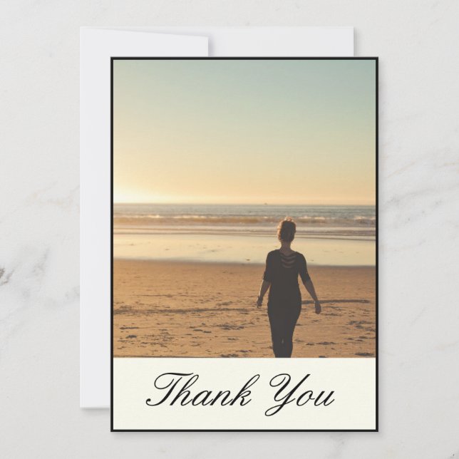 Simple Elegant Funeral Personal Photo Thank You Card (Front)