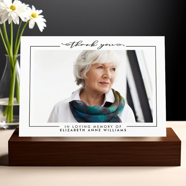 Simple Elegant Funeral Photo Thank You Card (Creator Uploaded)