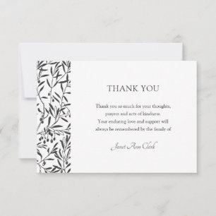 Simple Elegant Funeral Sympathy Bereavement Thank You Card