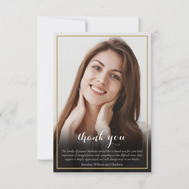 Simple Elegant Funeral Thank You Card (Front)
