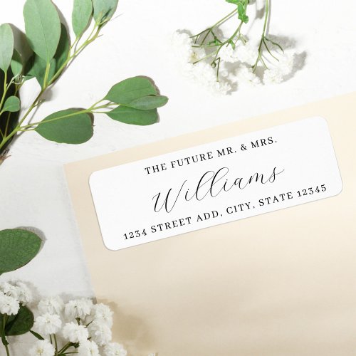 Simple Elegant Future Mr Mrs Wedding Address Label