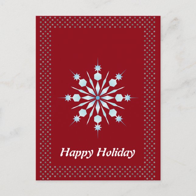 Simple Elegant Glitter Border Snowflake Christmas Holiday Postcard (Front)