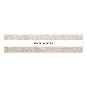 Simple Elegant Glitter Champagne & White Custom Napkin Bands