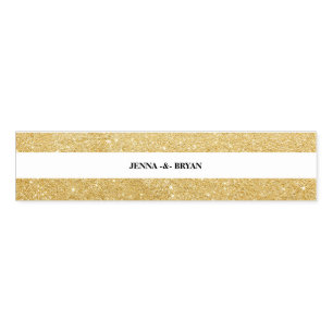 Simple Elegant Glitter Gold & White Custom Napkin Bands