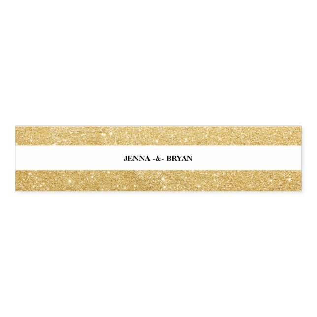 Simple Elegant Glitter Gold & White Custom Napkin Bands (Unfolded)