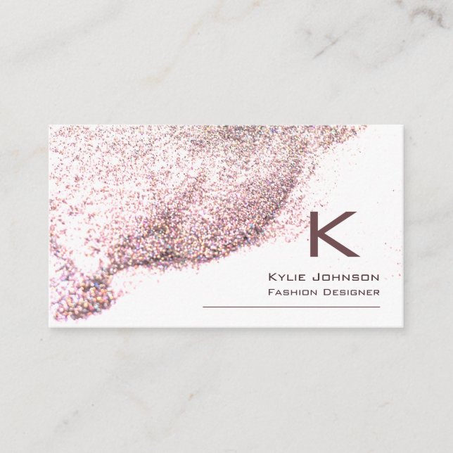 Simple Elegant Glitter Monogram Personalized Business Card (Front)