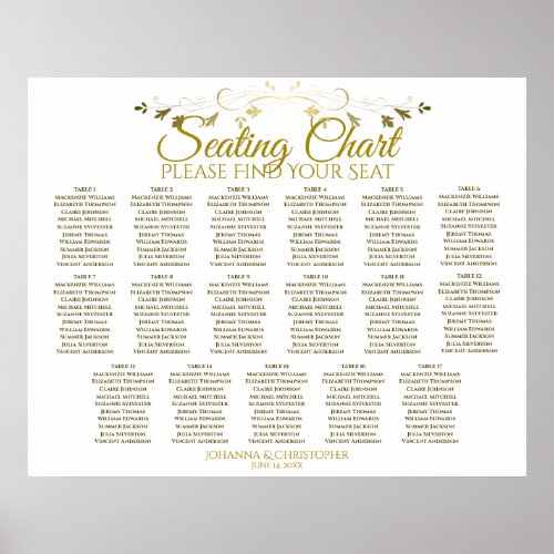 Simple Elegant Gold 17 Table Wedding Seating Chart