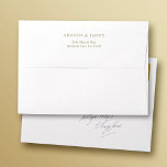 Simple Elegant Gold 5 x 7 Wedding Return Address Envelope<br><div class="desc">These white pre-addressed 5 x 7 wedding invitation envelopes are easy to customize with your details. We've placed your return address on the flap in a standard an elegant gold tone called California Gold (color A98F64), but you can easily change the text color to suit your style. In that case,...</div>
