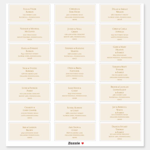 Simple Elegant Gold and Ivory Guest Address Labels