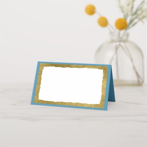 Simple Elegant Gold Blue Party Event Place Card