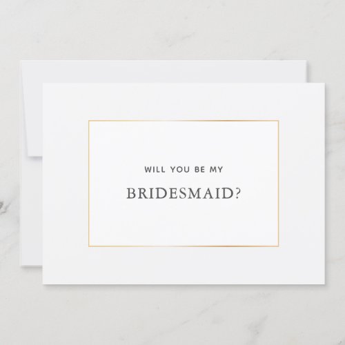 Simple Elegant Gold Bridesmaid Proposal Card