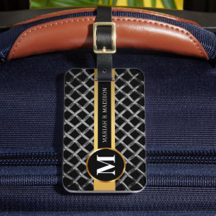 Simple Elegant Gold Brushed Metal Monogrammed  Luggage Tag