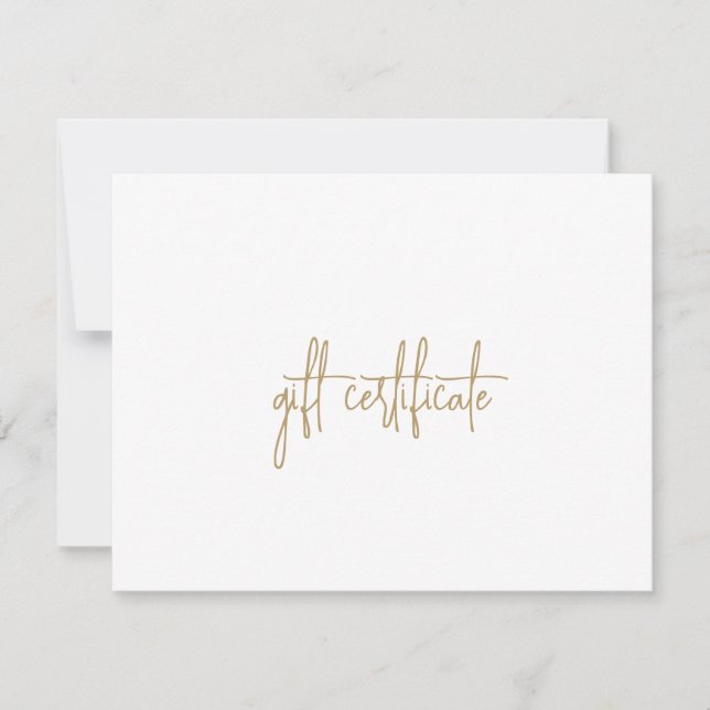 Simple Elegant Gold Business Gift Certificate (Front)