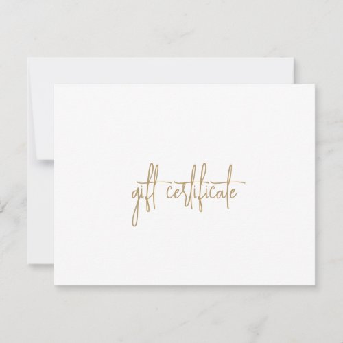 Simple Elegant Gold Business Gift Certificate
