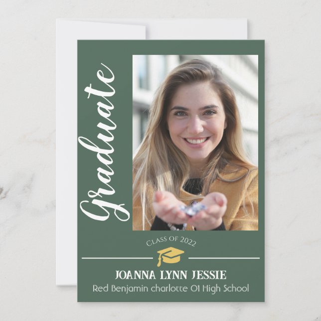 Simple Elegant gold Cap Photo Graduation  (Front)