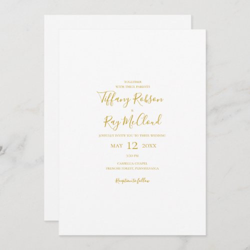 Simple Elegant Gold Casual Wedding Invitation