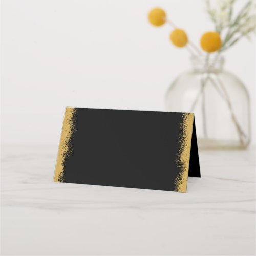 Simple Elegant Gold Colored Edge Black Place Card