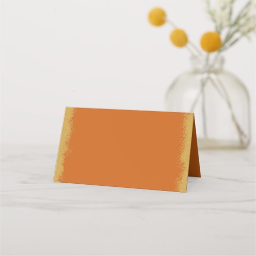 Simple Elegant Gold Colored Edge Orange Place Card