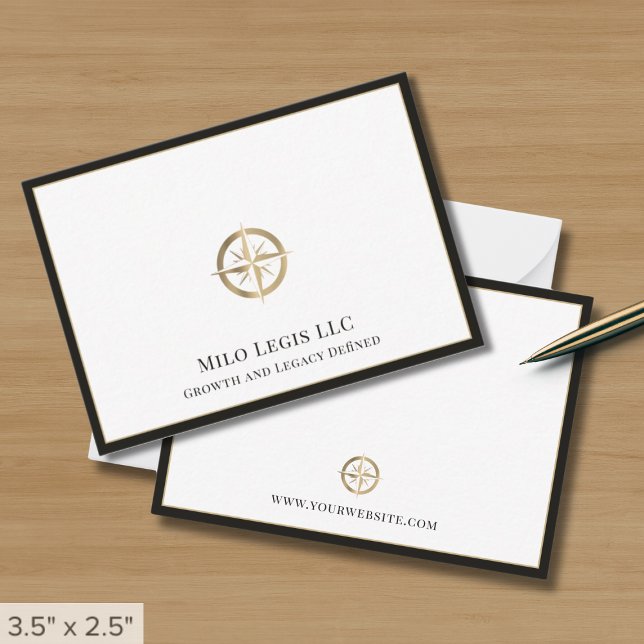 Simple Elegant Gold Compass Logo  Note Card (Creator Uploaded)