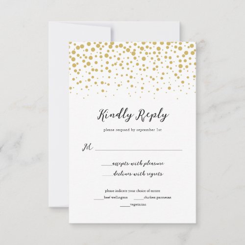 Simple Elegant Gold Confetti Wedding Response Card