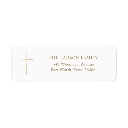 Simple Elegant Gold Cross Baptism Address  Label