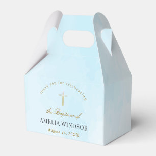 Simple Elegant Gold Cross Baptism Christening Favor Boxes
