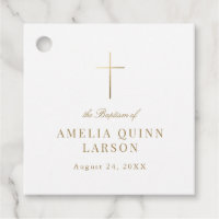 Simple Elegant Gold Cross Baptism Christening