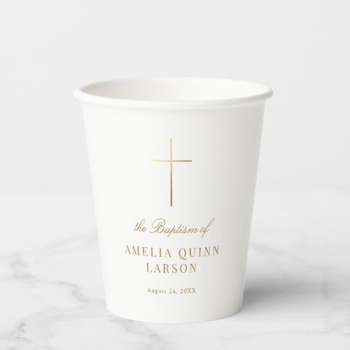 Simple Elegant Gold Cross Baptism Christening
