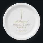 Simple Elegant Gold Cross Baptism Christening Paper Plates<br><div class="desc">Our Simple Elegant Gold Cross Baptism paper plates features a faux gold foil cross,  paired with modern type and beautiful script.</div>