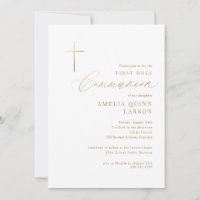 Simple Elegant Gold Cross First Holy Communion